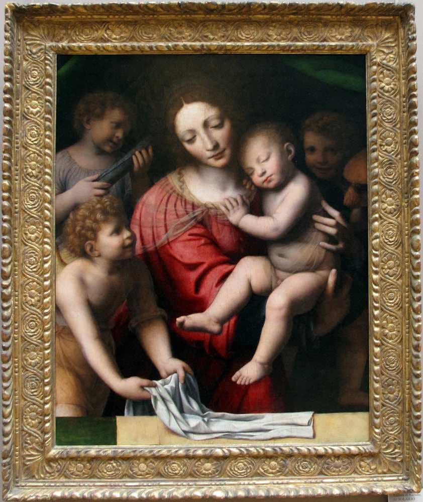 Madonna and Sleeping Child with Three Angels — Bernardino Luini
