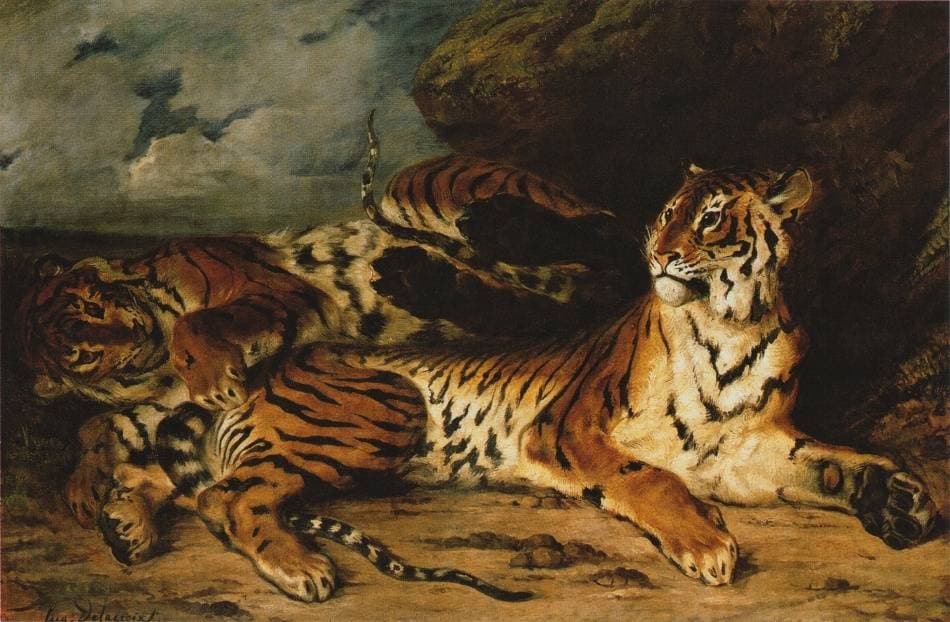 A Young Tiger Playing with Its Mother — Eugene Delacroix
