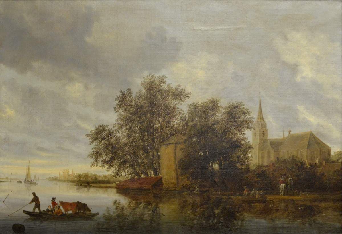 Bord De Rivière Avec Une Église — Salomon van Ruysdael
