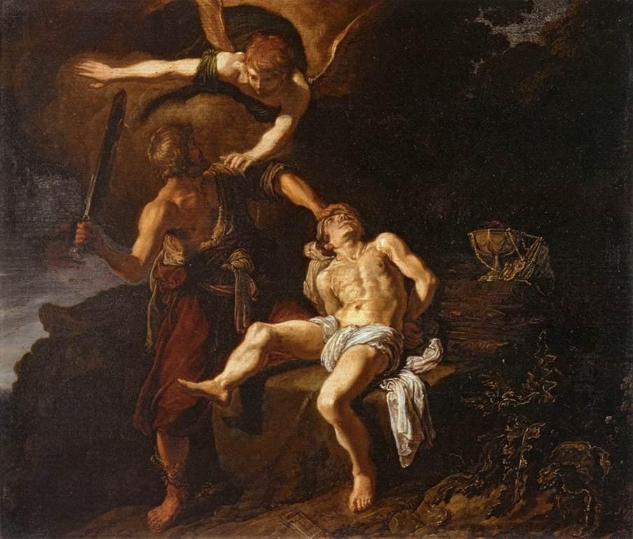 The Angel of the Lord Preventing Abraham from Sacrificing his Son Isaac — Pieter Lastman