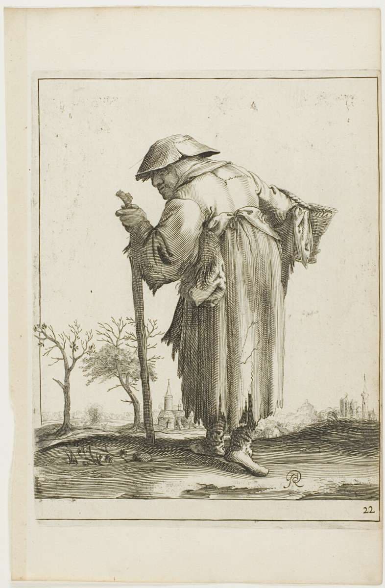 Marching Beggar Woman with a Basket, from T is al verwart-gaern (It's already confusing) — Pieter Jansz Quast