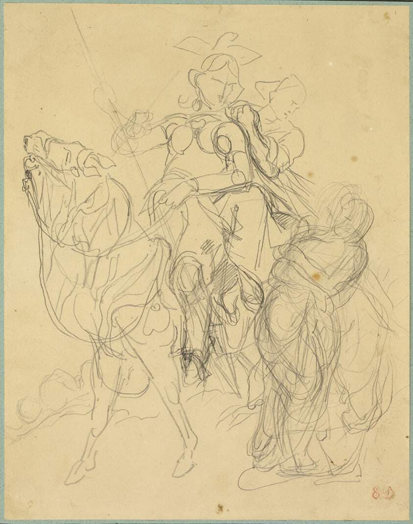 Study for Marphise and the Mistress of Pinabel — Eugène Delacroix