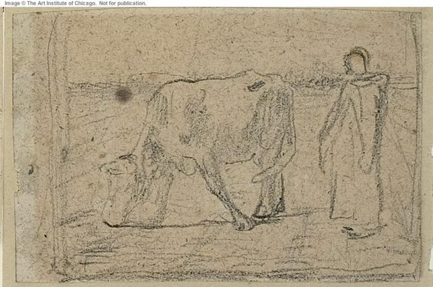 Study for Woman Pasturing her Cow — Jean-François Millet