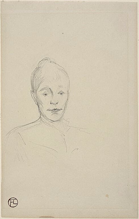 Study: Face of Woman with High Collar — Henri de Toulouse-Lautrec