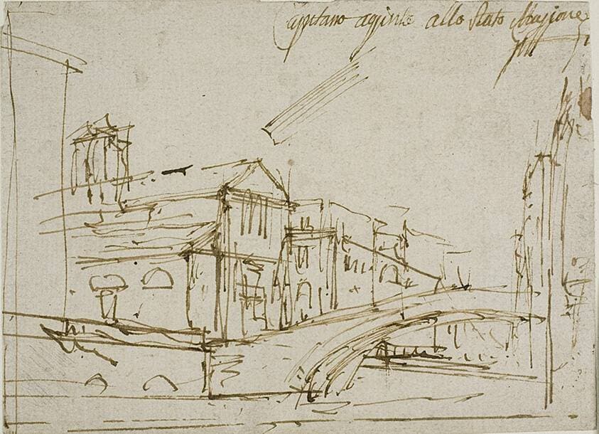 A Bridge Near a Church in Venice — Canaletto