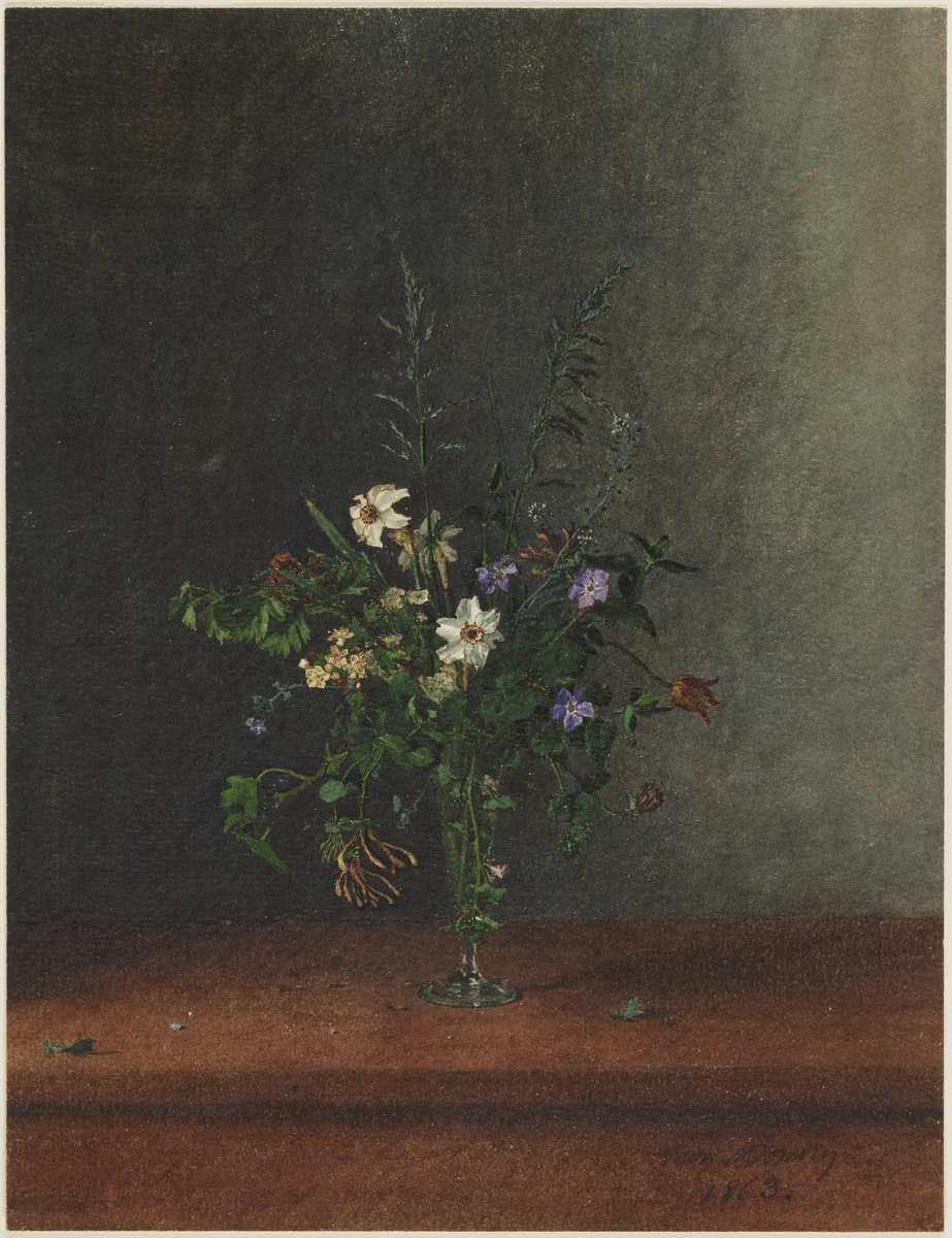 Bouquet of Wild Flowers with Periwinkles — Léon Bonvin