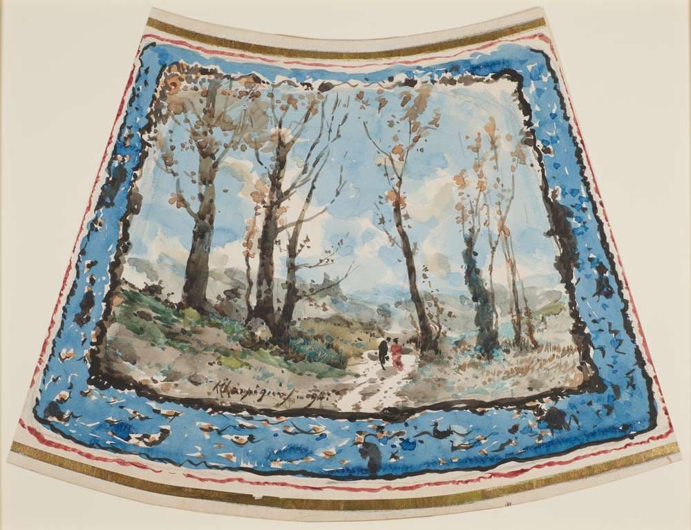 Two Figures Walking in a Wooded Landscape — Henri-Joseph Harpignies