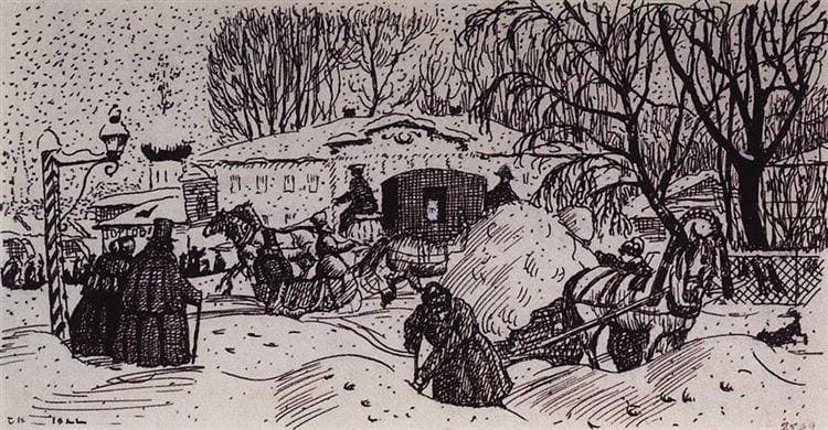 Улица зимой — Boris Kustodiev