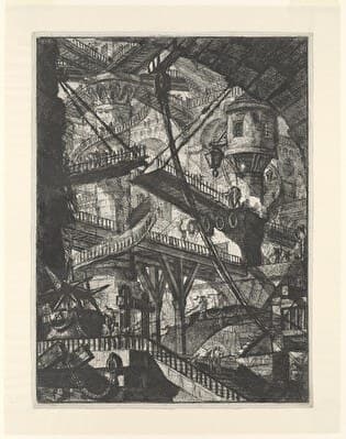 Carceri d'invenzione di G. Battista Piranesi - Tablica VII (F 30), Most zwodzony (II edycja z 1761 r.)