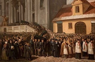 Pogrzeb pięciu ofiar manifestacji w Warszawie w roku 1861