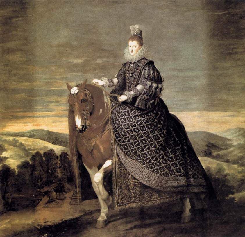 La reina Margarita de Austria, a caballo — Diego Velazquez