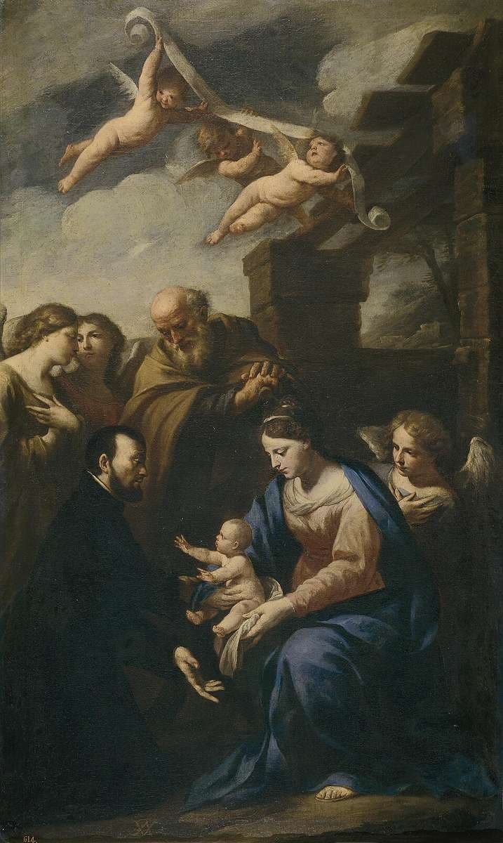 San Cayetano ante la Sagrada Familia — Andrea Vaccaro