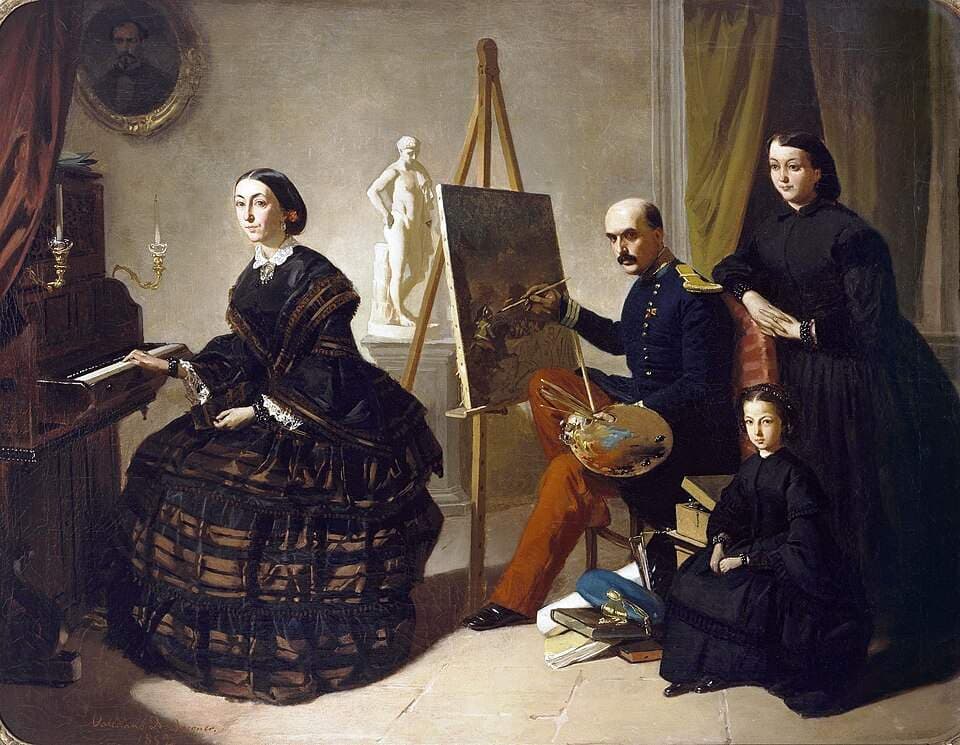 El pintor carlista y su familia — Valeriano Domínguez Bastida Bécquer