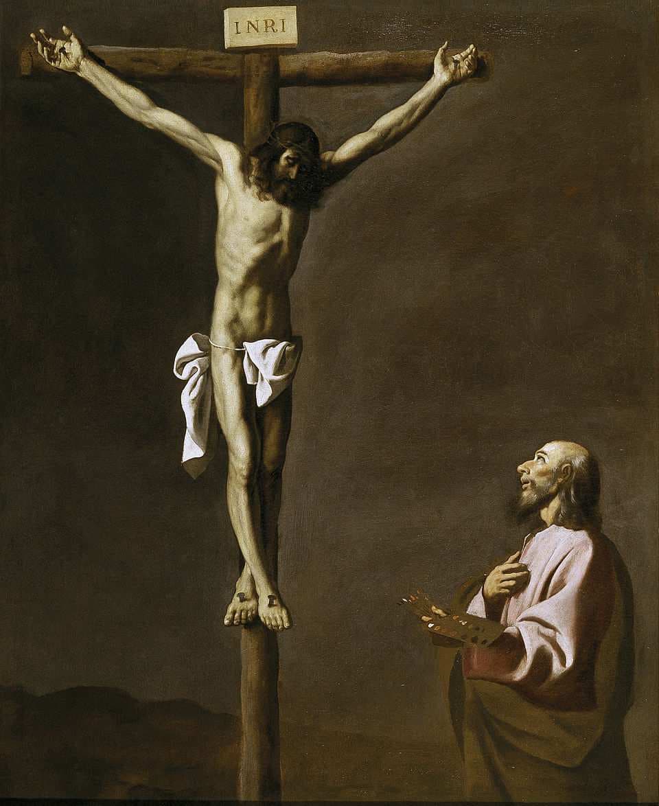 Cristo crucificado, con un pintor — Francisco de Zurbarán