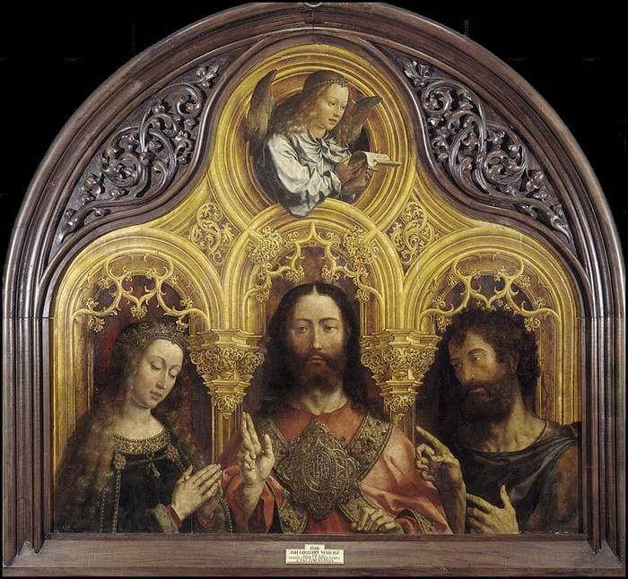 Cristo entre la Virgen María y san Juan Bautista — Jan Gossaert