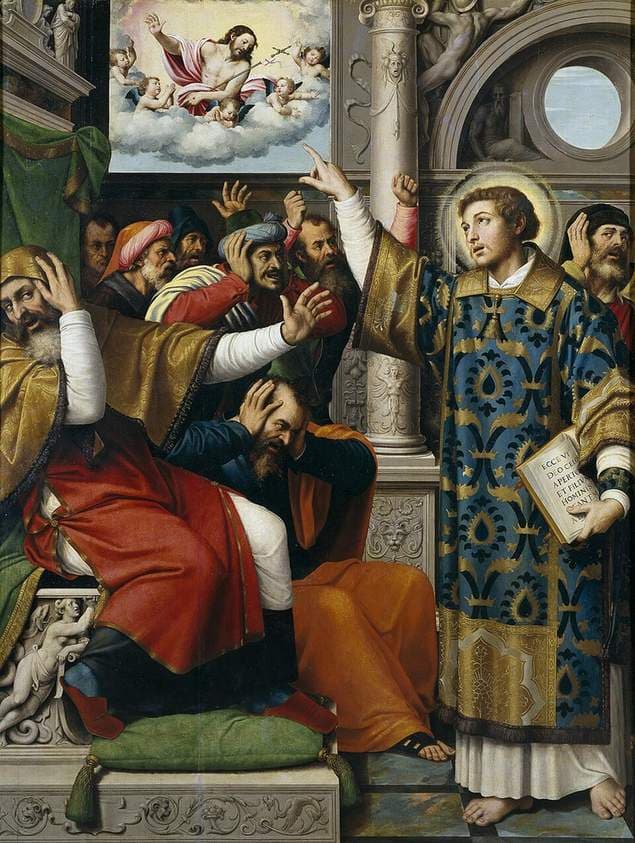 San Esteban acusado de blasfemo — Juan de Juanes