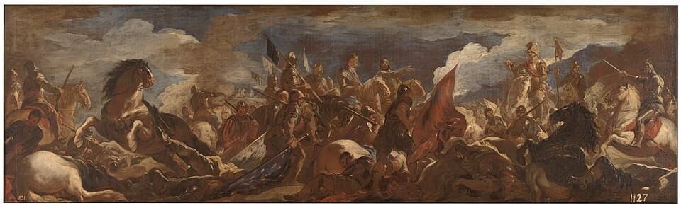 Rendición del ejército francés en la Batalla de San Quintín — Luca Giordano