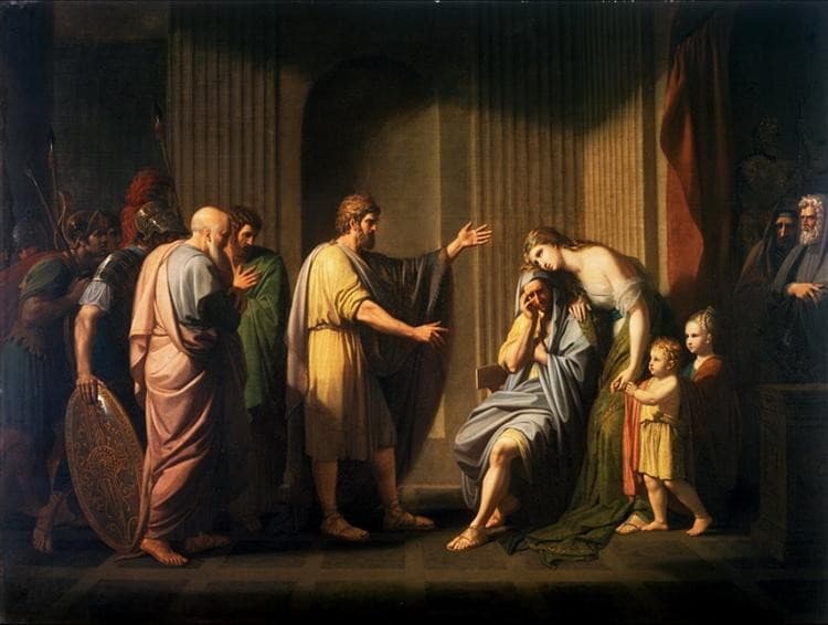 Cleombrotus Ordered into Banishment by Leonidas II, King of Sparta — Benjamin West