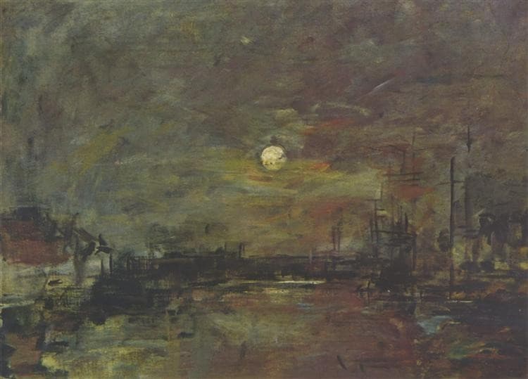 Crépuscule sur le Bassin du Commerce au Havre — Eugene Boudin