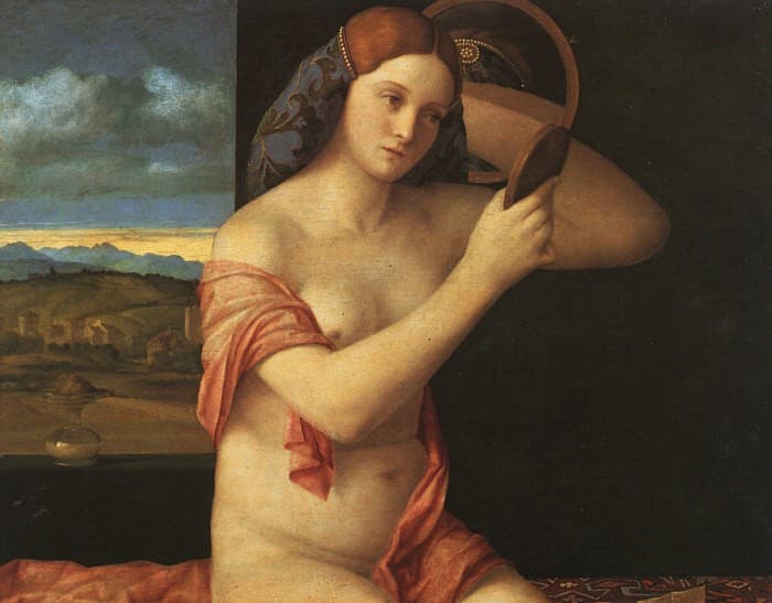 Naked Young Woman in Front of the Mirror — Giovanni Bellini