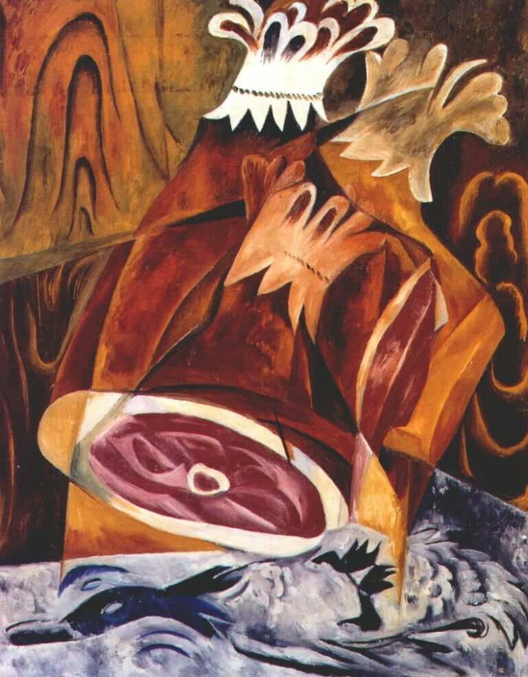 Still life with ham — Natalia Goncharova