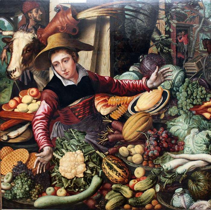 Market woman at a vegetable stand — Pieter Aertsen