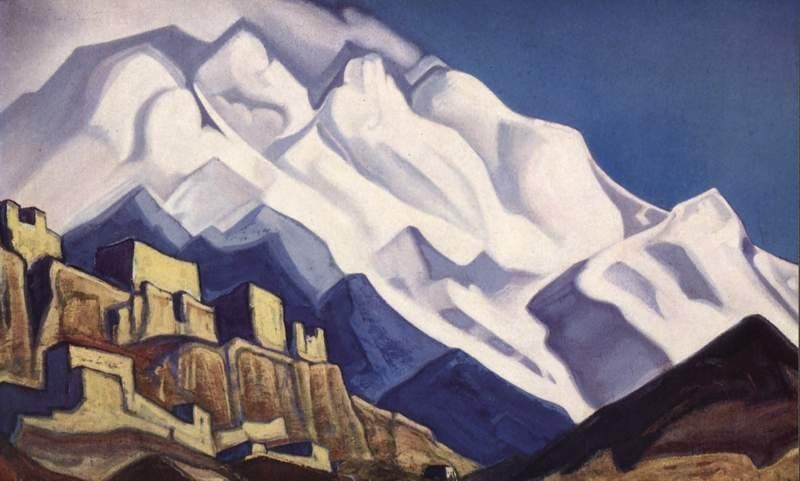 Tibet. Monastery in the mountains. (Rakaposhi) — Nicholas Roerich