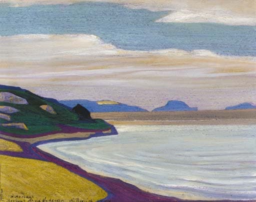 Grand vista over a coastal landscape — Nicholas Roerich
