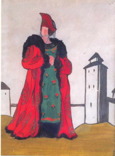 Boyarynia in red — Nicholas Roerich