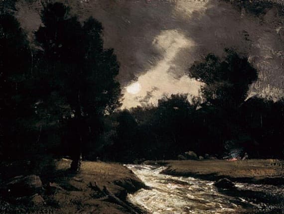 Rushing Stream by Moonlight — Homer Watson