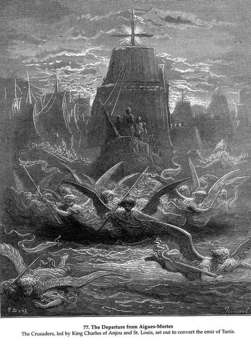 St. Louis leaving Aigues-Mortes — Gustave Doré