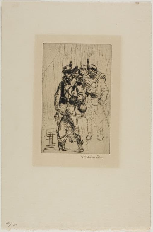 Soldats Sous La Pluie et Dans Les Fondrieres — Théophile Steinlen
