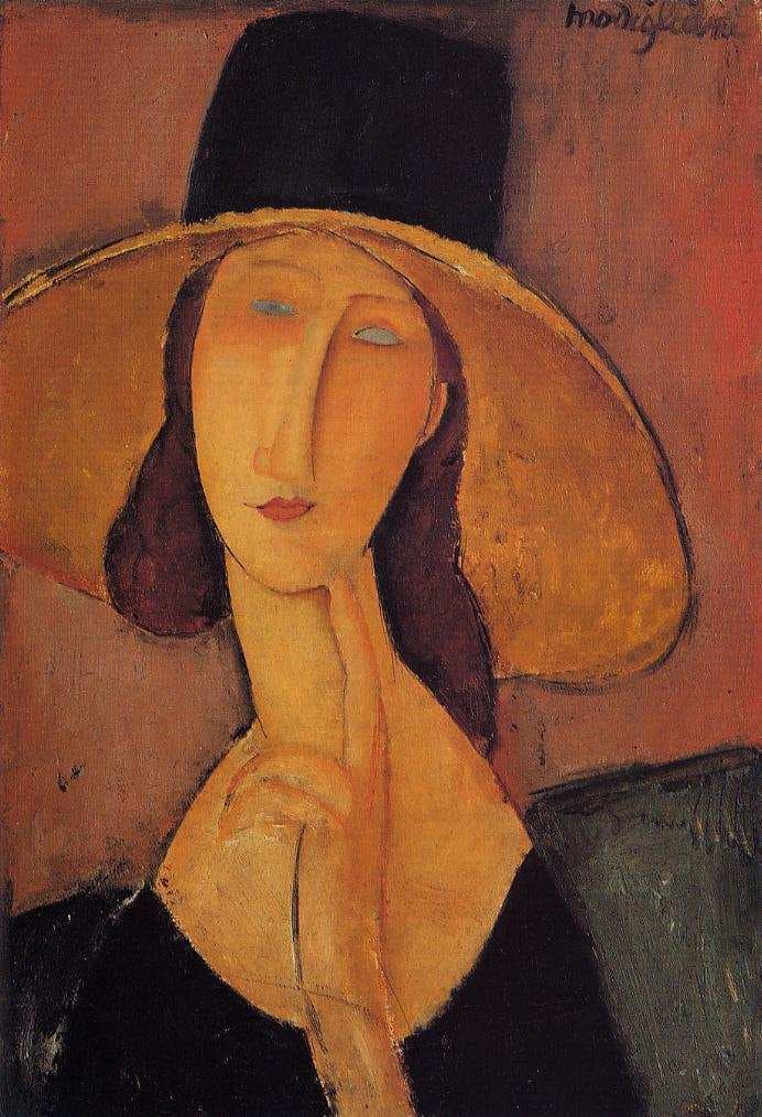 Portrait of Jeanne Hebuterne in a large hat — Amedeo Modigliani