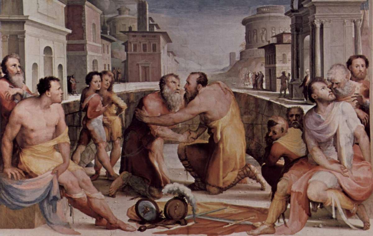 The Reconciliation of Marcus Aemilius Lepidus and Quintus Fulvius Flaccus — Domenico di Pace Beccafumi