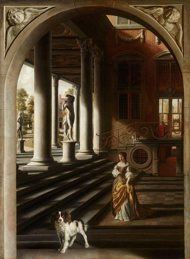 Perspective View with a Woman Reading a Letter — Samuel Dirksz van Hoogstraten