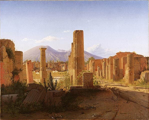 The Forum, Pompeii, with Vesuvius in the Distance — Christen Købke
