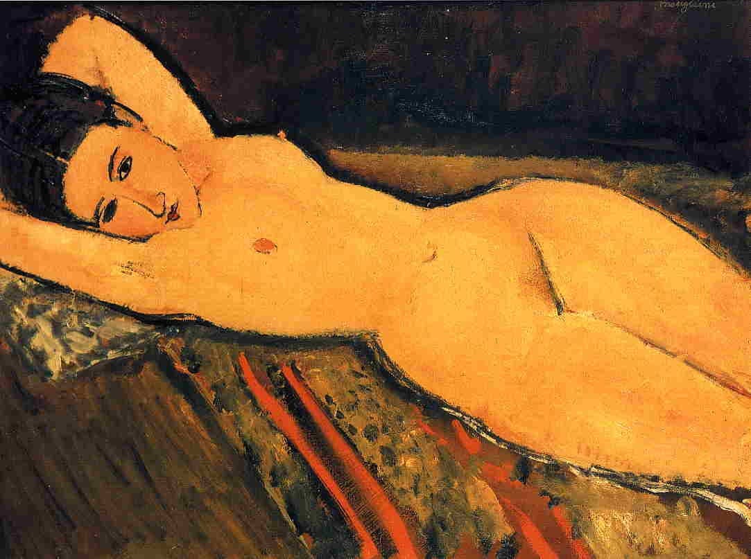 Reclining nude with Arms Folded under Her Head — Amedeo Modigliani