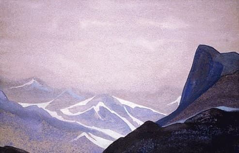 A steep snow slope — Nicholas Roerich