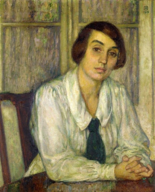 Portrait of Elizabeth van Rysselberghe, Seated with Her Hands on the Table — Théo van Rysselberghe