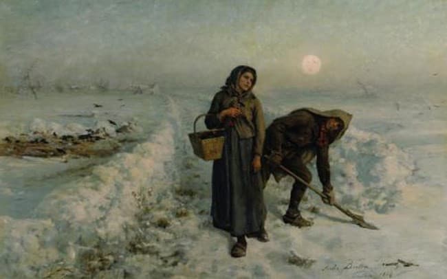 On the Road in Winter, Artois — Jules Breton