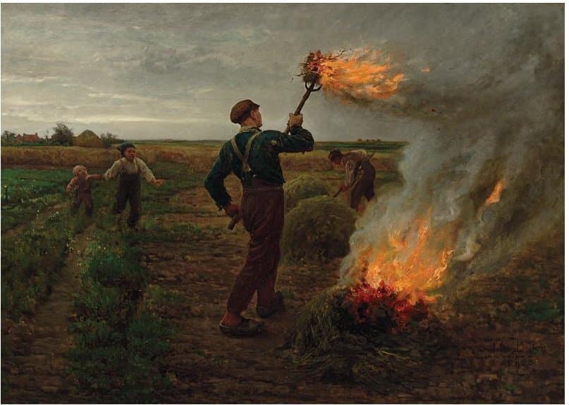 Burning Tares in a Wheatfield — Jules Breton