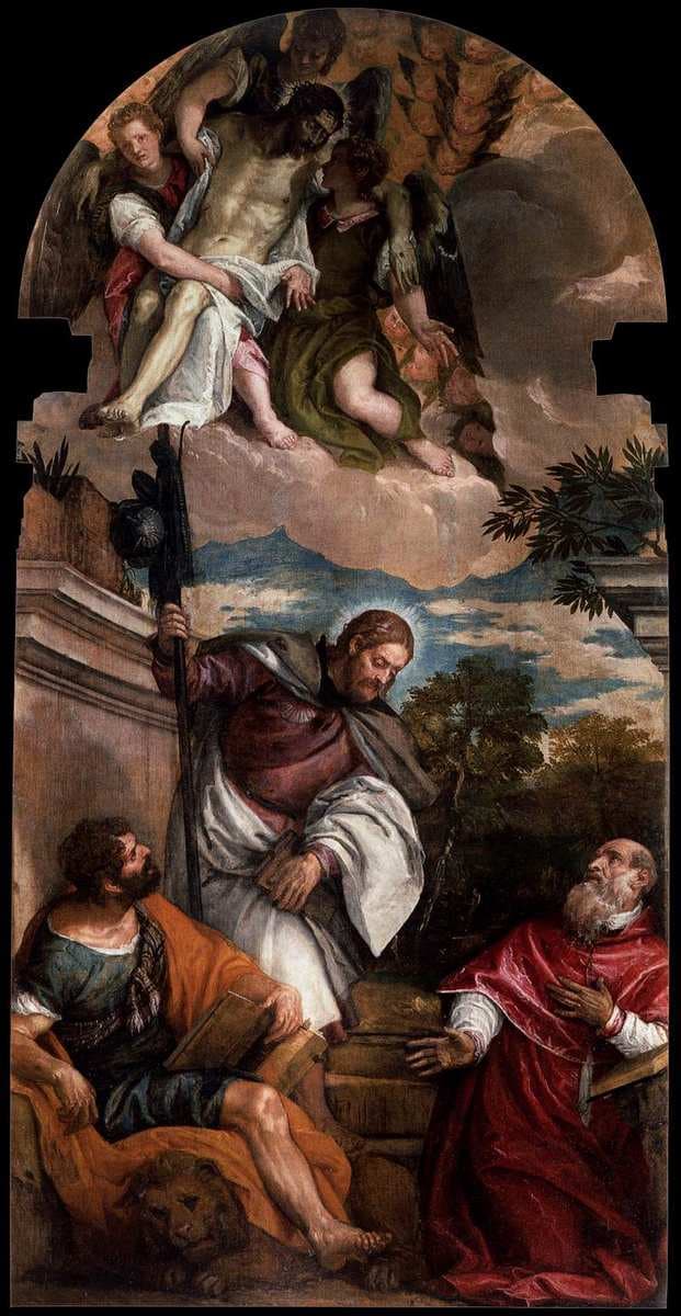 Sts Mark, James and Jerome with the Dead Christ Borne by Angels — Paolo Veronese