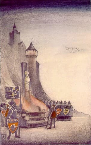 Jeanne d'Arc. In the fire. — Nicholas Roerich