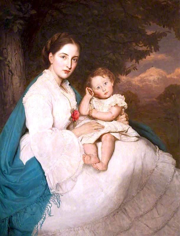 Caroline Philips, Lady Trevelyan with Her Son Charles, Later Sir Charles Philips Trevelian, 3rd Bt — James Archer