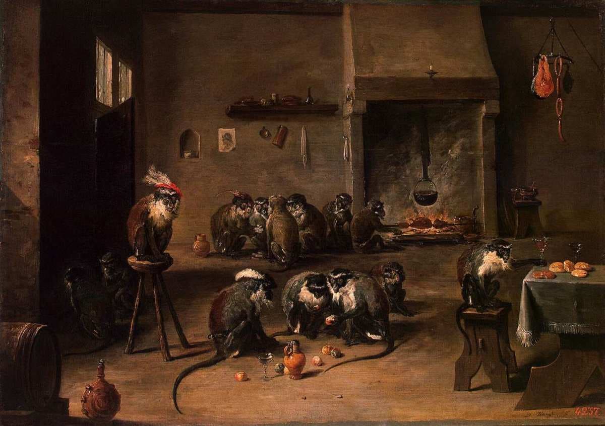 Monkeys in a Kitchen — David Teniers the Younger