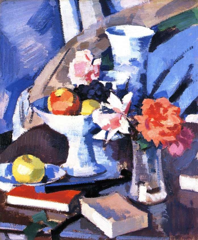 Still Life, Roses and Book — Samuel Peploe
