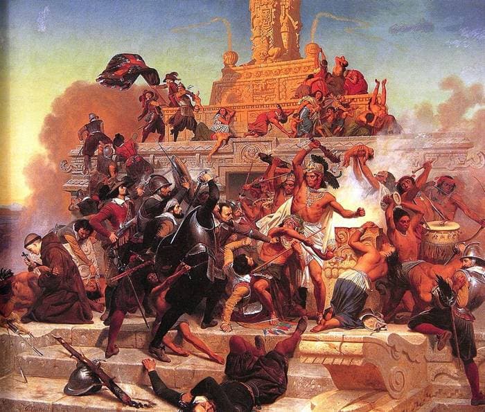 Storming of the Teocalli by Cortez and His Troops — Emanuel Leutze