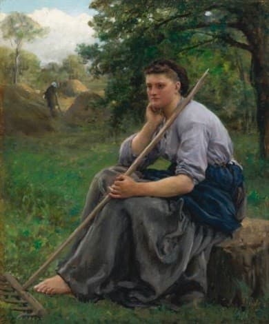 Tedder Seated at the Edge of a Wood — Jules Breton