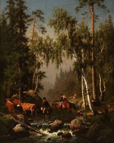 Travellers crossing a river — Carl Bloch