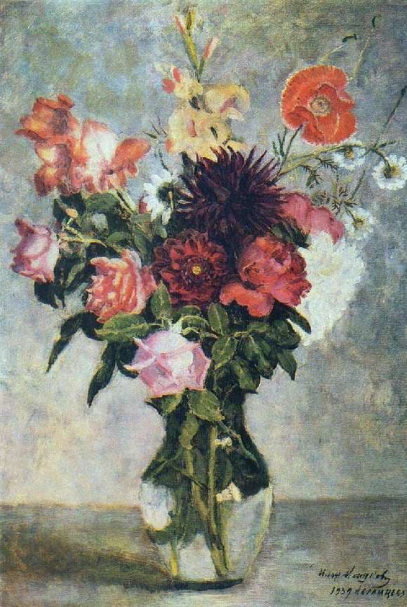 Bouquet in a glass vessel — Ilya Mashkov